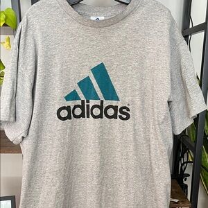 Adidas Heather Gray Tee with Teal and Black Logo